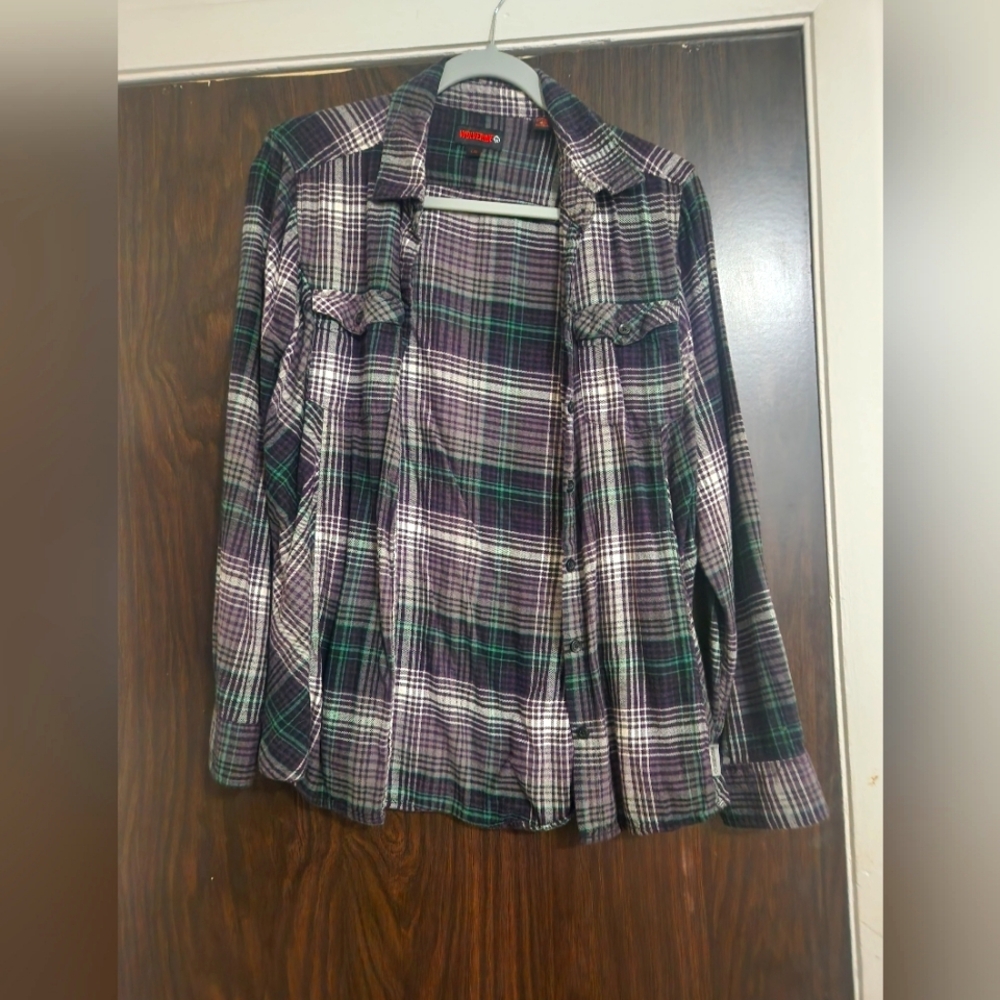 Wolverine Purple and Green Plaid Button Down Shirt